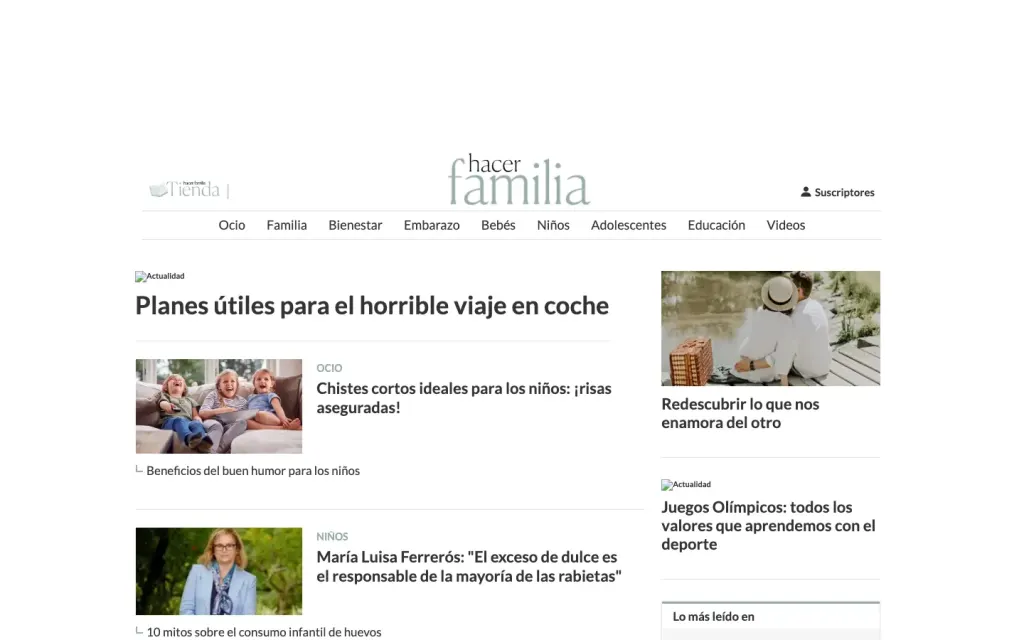 Antes: la portada de Hacer Familia en agosto de 2024, antes de pasar a WordPress (captura de archive.org)