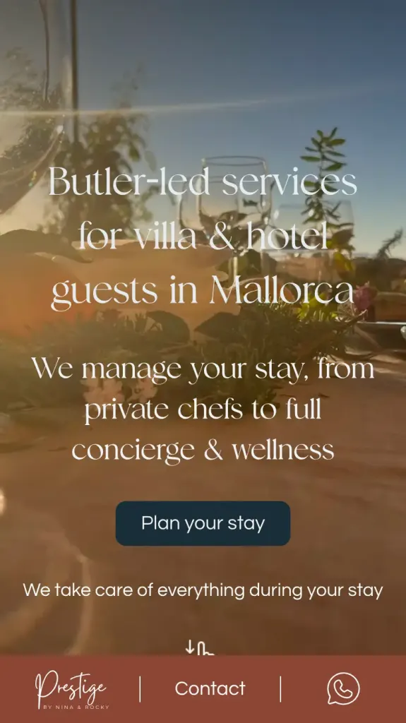 Portada de Nina & Rocky en el móvil: servicios de mayordomo y conserjería para villas y hoteles en Mallorca