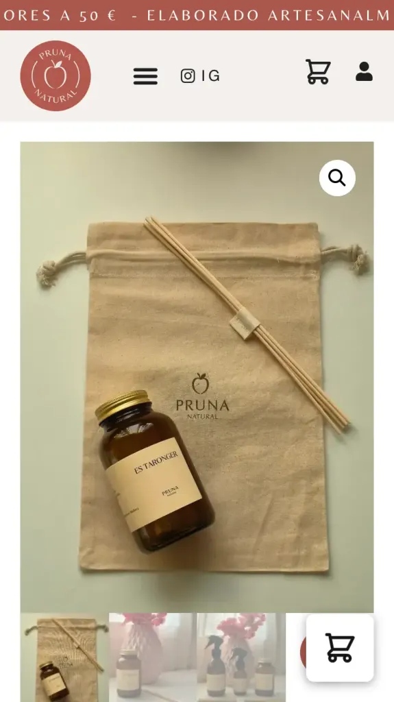 Ficha de un producto de Pruna Natural en el móvil
