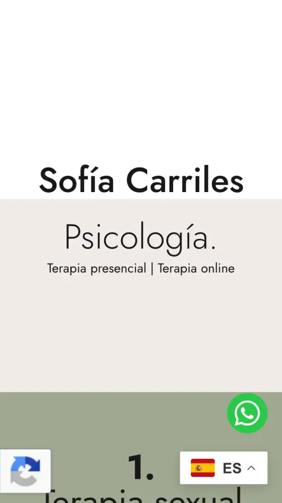 Portada de Sofía Carriles Psicología en el móvil: terapia presencial y online
