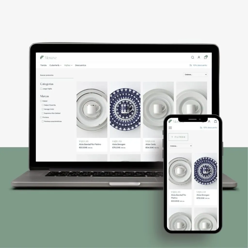 Diseño tienda online vajillas - Tienda online Menaxe