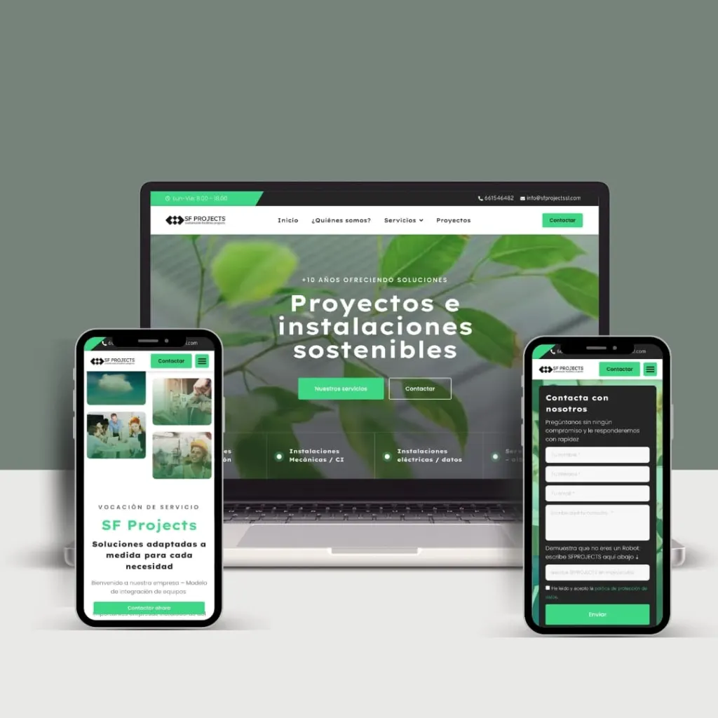 Diseño web empresa sostenible SF Projects