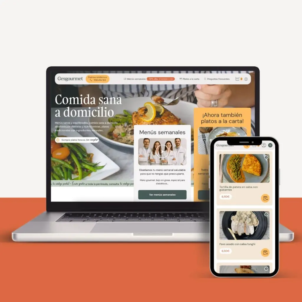 Web de Gesgourmet en portátil y móvil