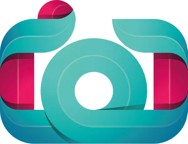 Logotipo vectorizado con forma de cámara de fotos